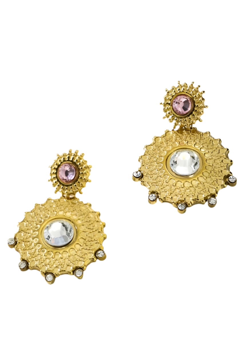 Boucles d’oreilles Esme dorées et pierres strass zircones