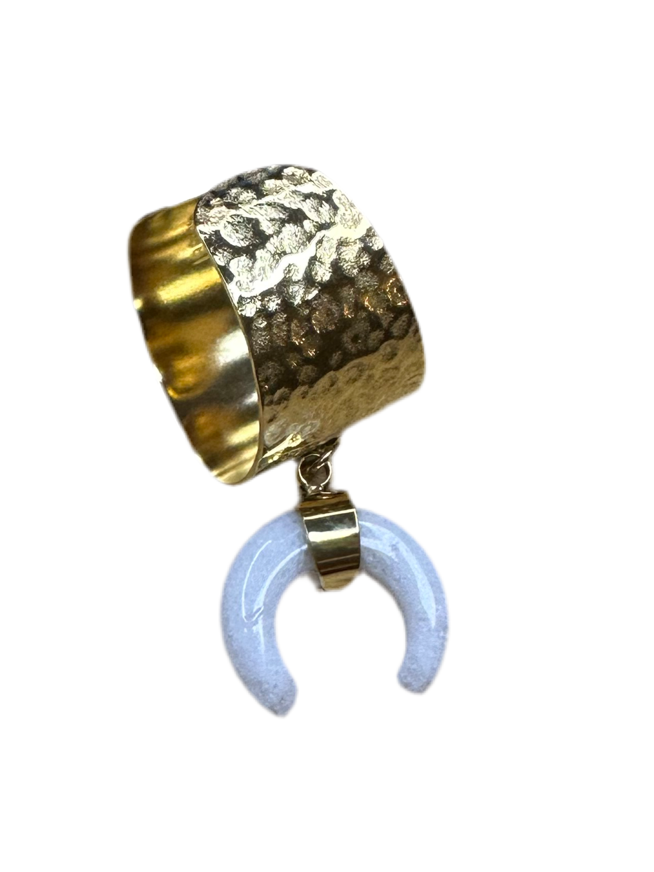 Bague Perla acier inoxydable doree et pierre naturelle