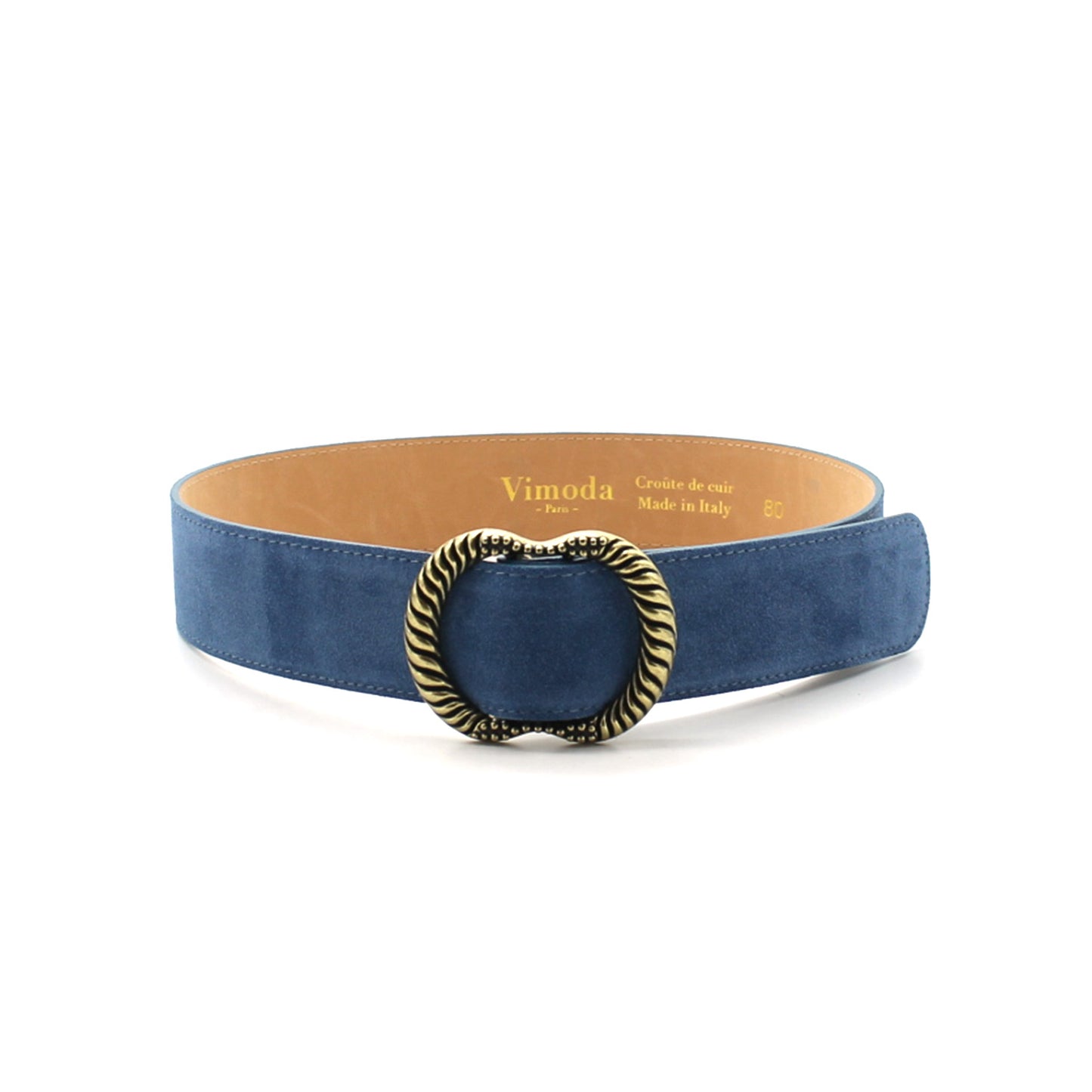 Ceinture Sienne en cuir daim - fabriqué en italie - bleu