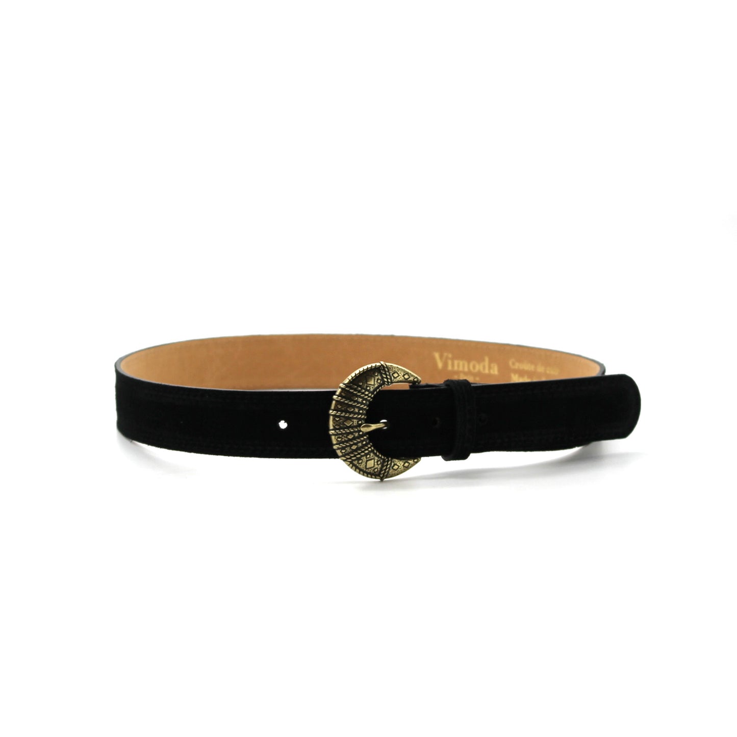 Ceinture Venise cuir daim - fabriqué en italie - noir