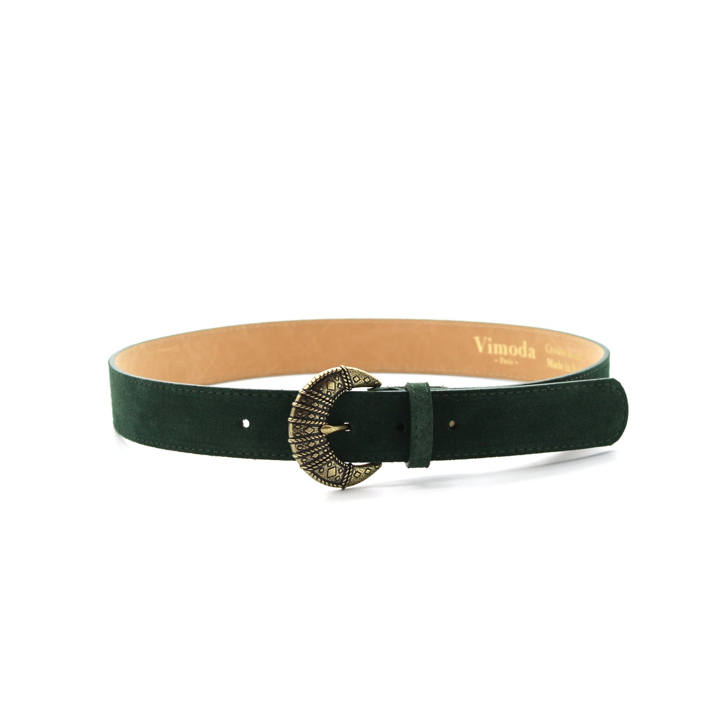 Ceinture Venise cuir daim - fabriqué en italie - vert foncé