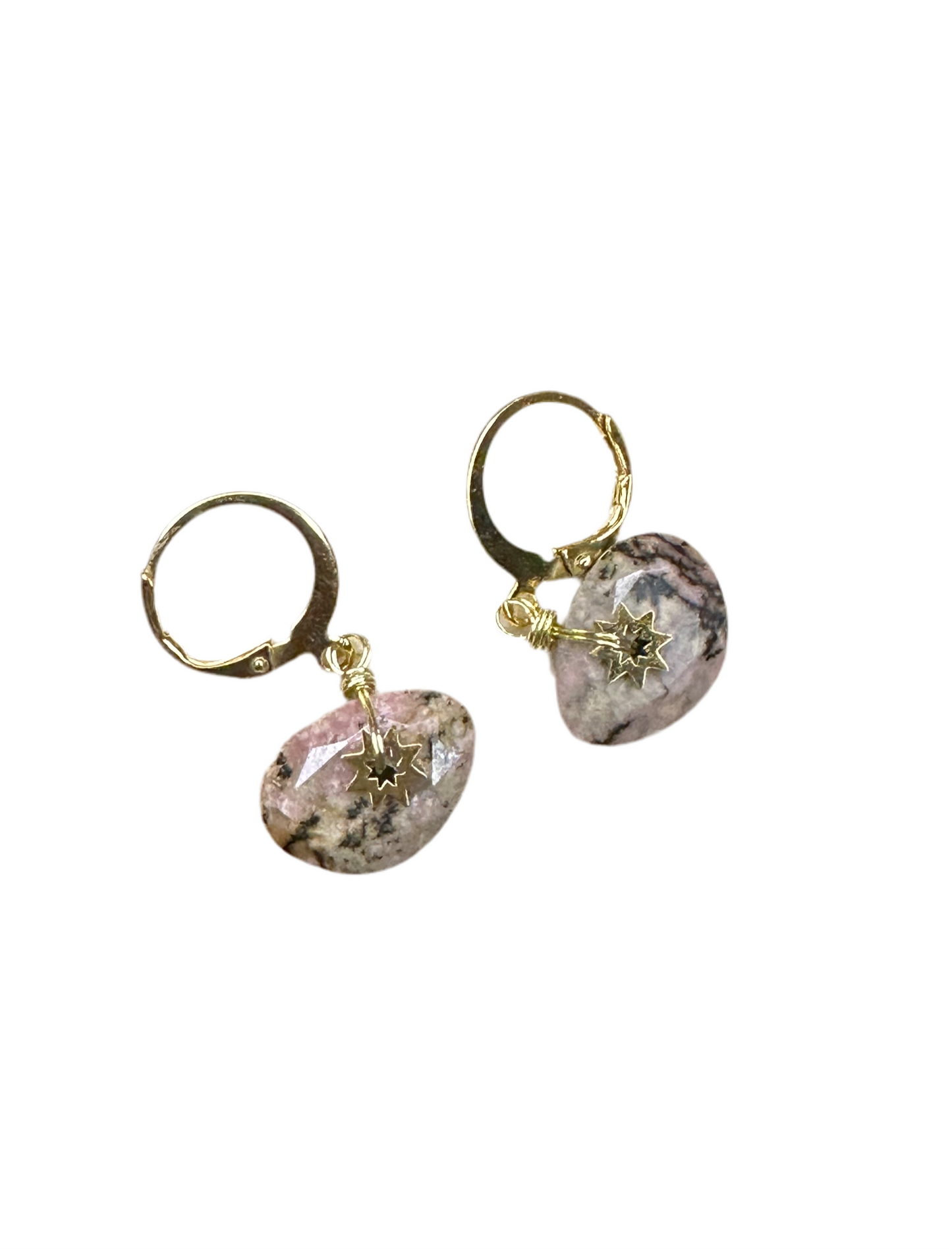 Boucles d’oreilles Inaya dorées et pierres naturelles