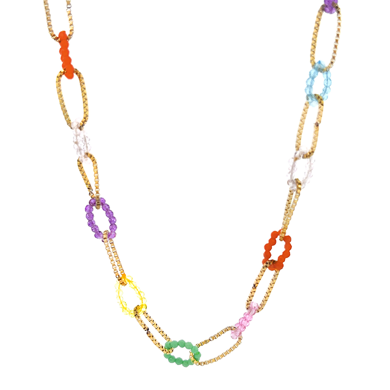 Collier Serafina anneaux entrelacés - multicouleur