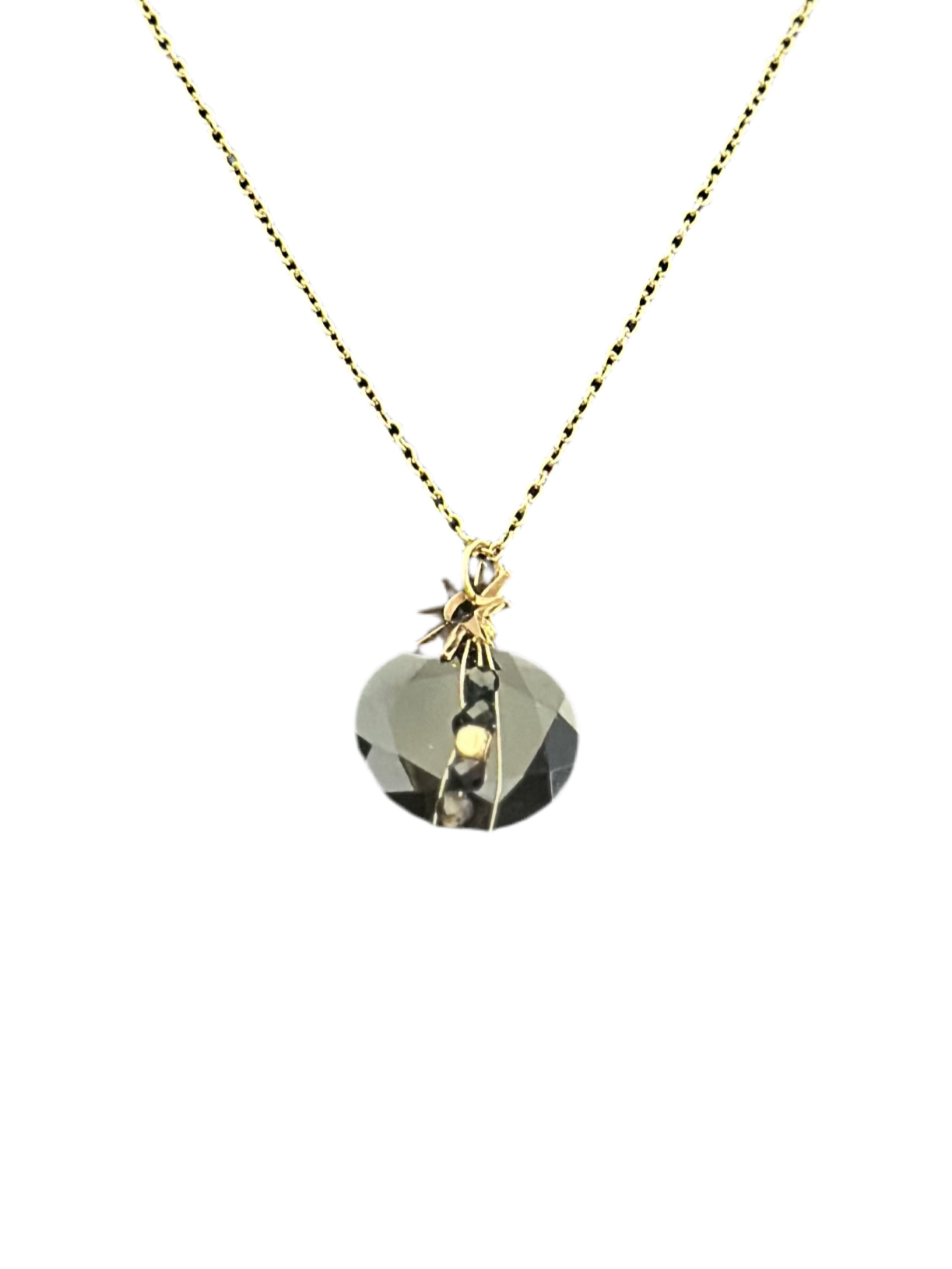 Collier Iris chaîne acier doré inoxydable et pierre naturelle