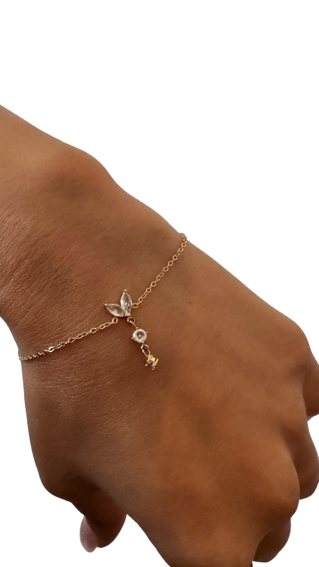 Bracelet Grazia acier inoxydable doré et strass zircones breloques