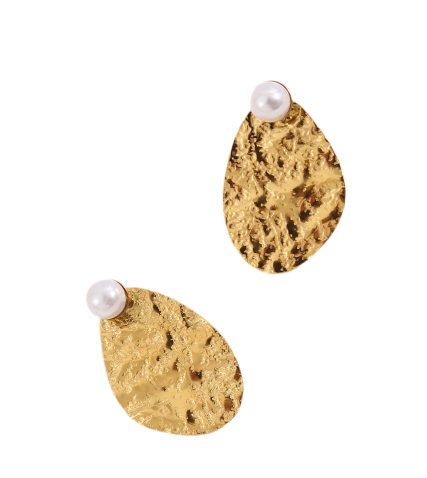 Boucles Alessia dorées martelées avec perles