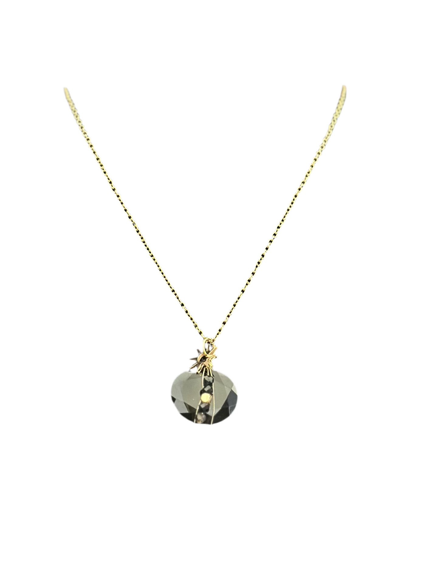 Collier Iris chaîne acier doré inoxydable et pierre naturelle