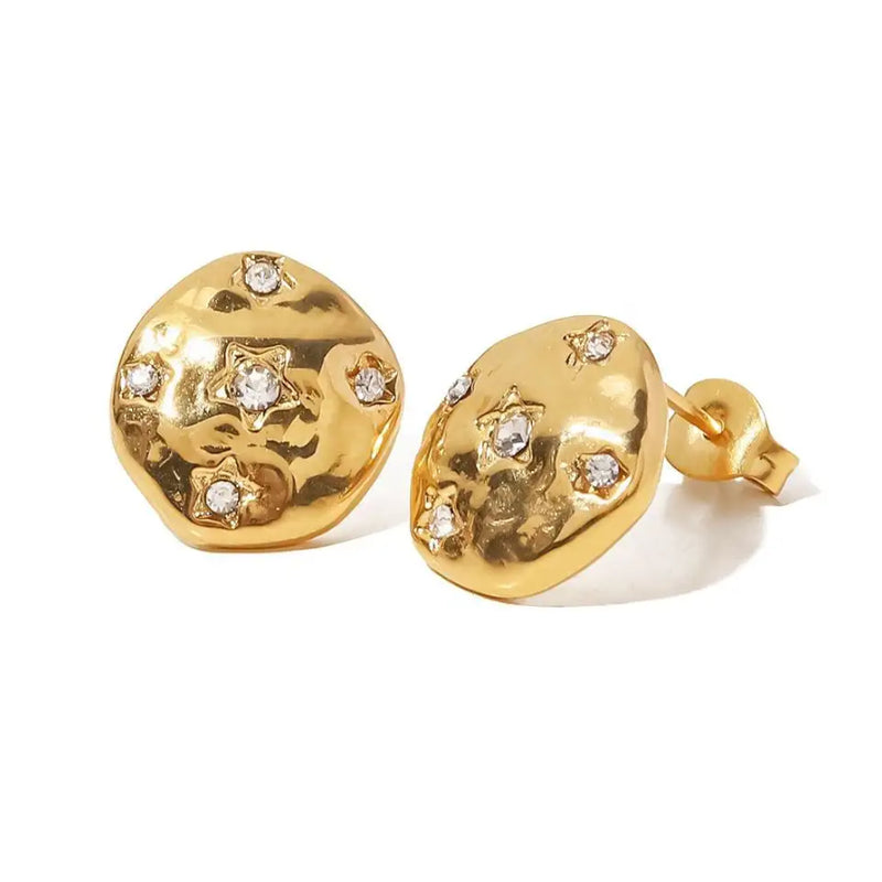Boucles d'oreilles "Apolline" en acier inoxydable doré avec cristaux incrustés