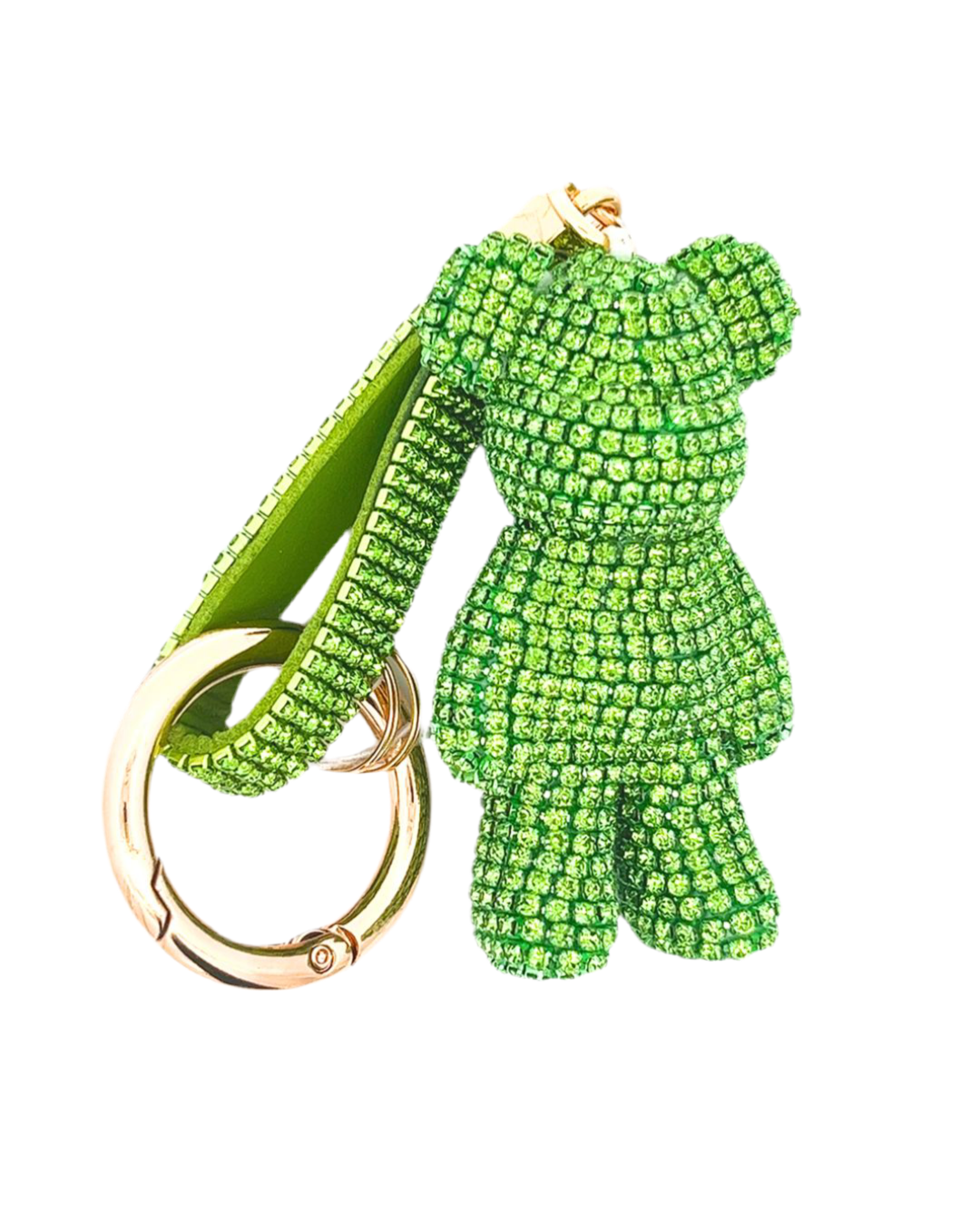 Porte-clés Gabriel - Ours Scintillant en Strass Verts