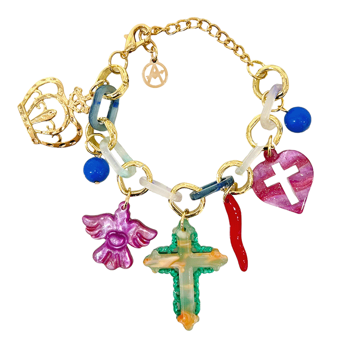 Bracelet Salomon breloques croix résine - l’alliance du mystique et du chic