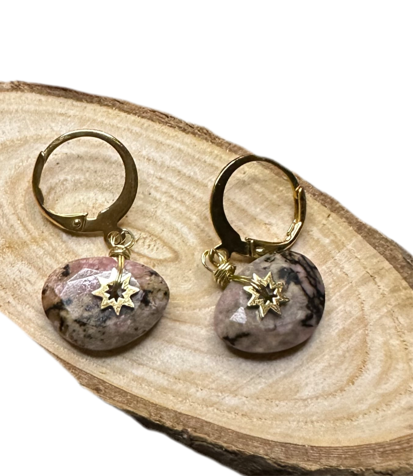 Boucles d’oreilles Inaya dorées et pierres naturelles