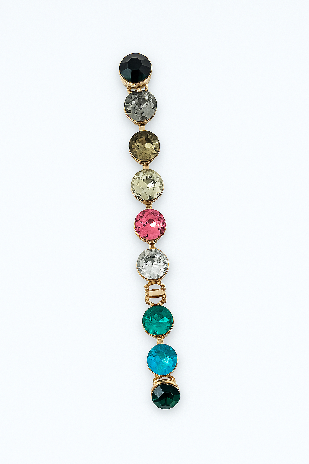 Bague Iris cristaux colorées et acier inoxydable doré