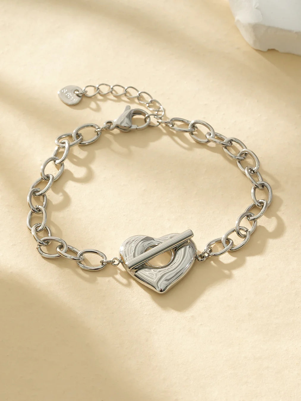 Bracelet Lucie cœur - argenté - cœur - romantique - acier inoxydable