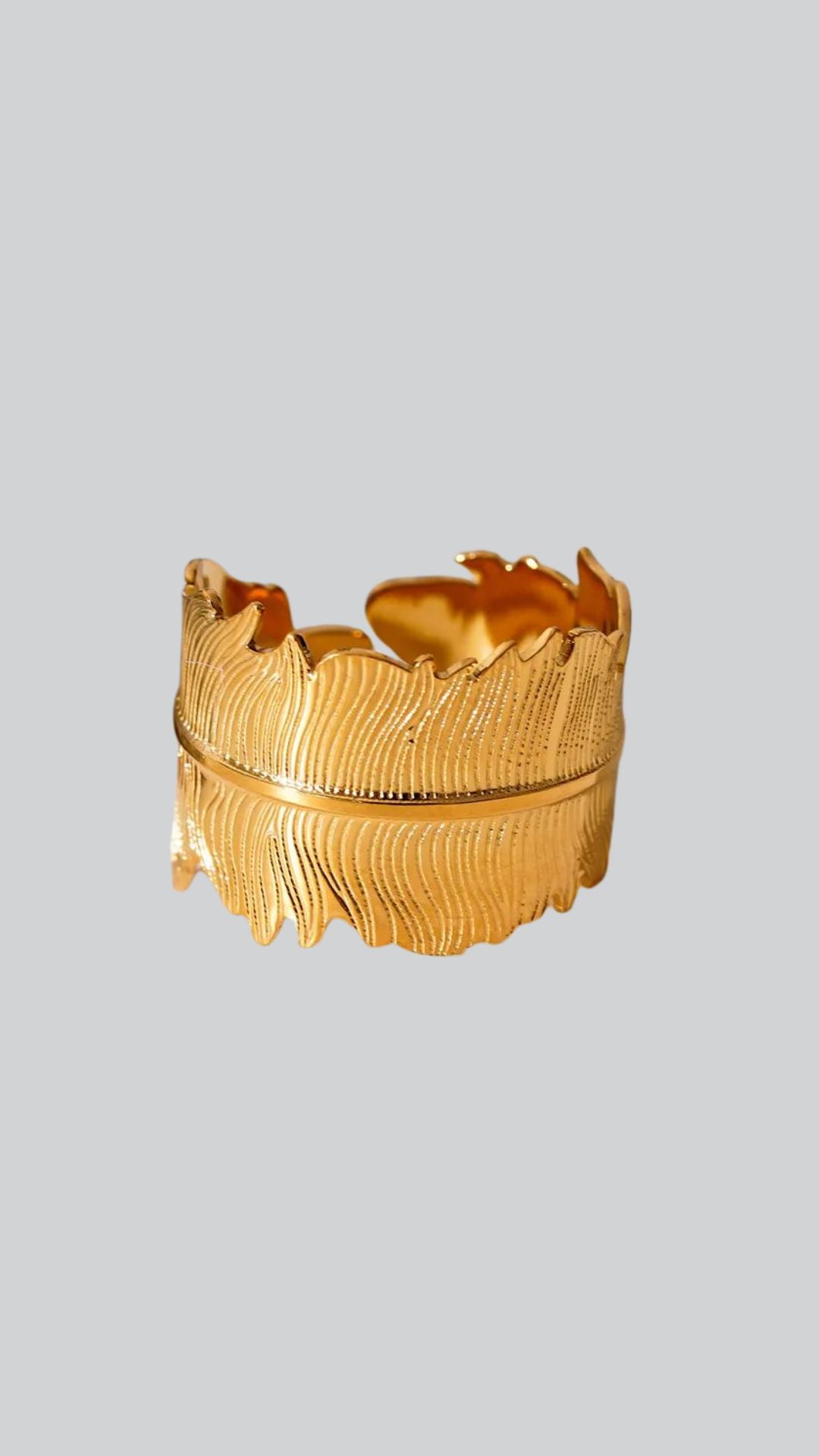 Bague Eden dorée feuille nature