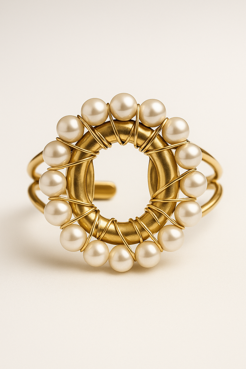 Bague Esme doré et cercle perles