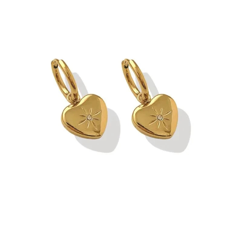 Boucles d'oreilles "Perla" en acier inoxydable doré avec cristaux incrustés