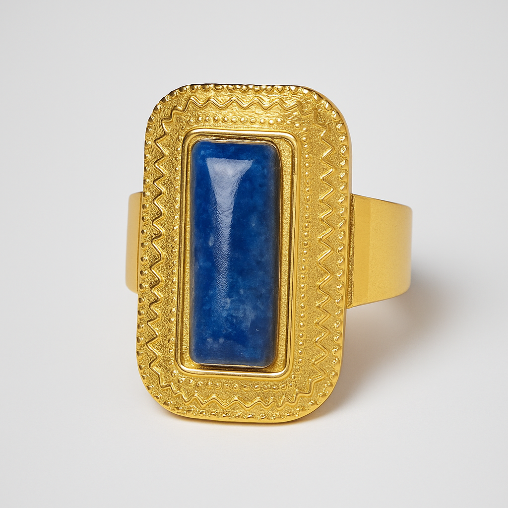Bague Nila dorée pierre naturelle Lapis Lazuli