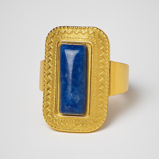 Bague Nila dorée pierre naturelle Lapis Lazuli