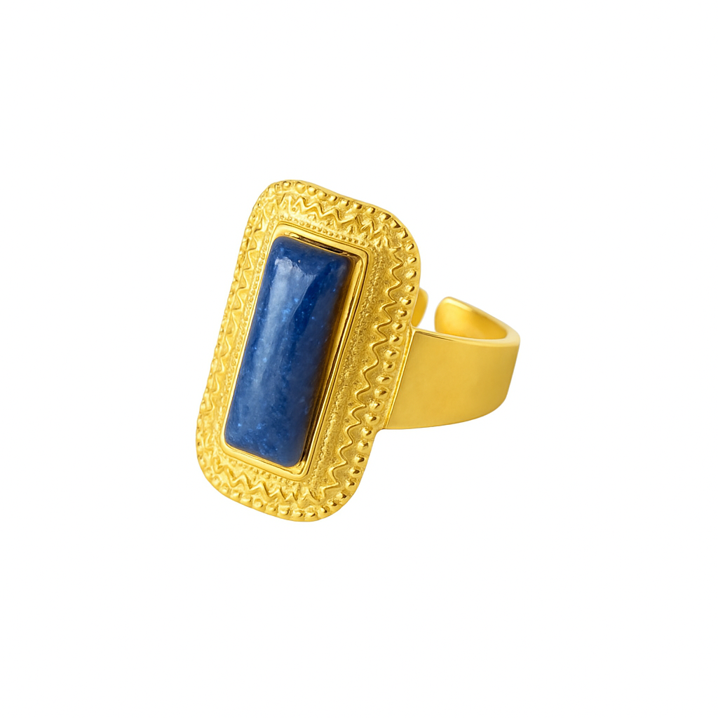Bague Nila dorée pierre naturelle Lapis Lazuli
