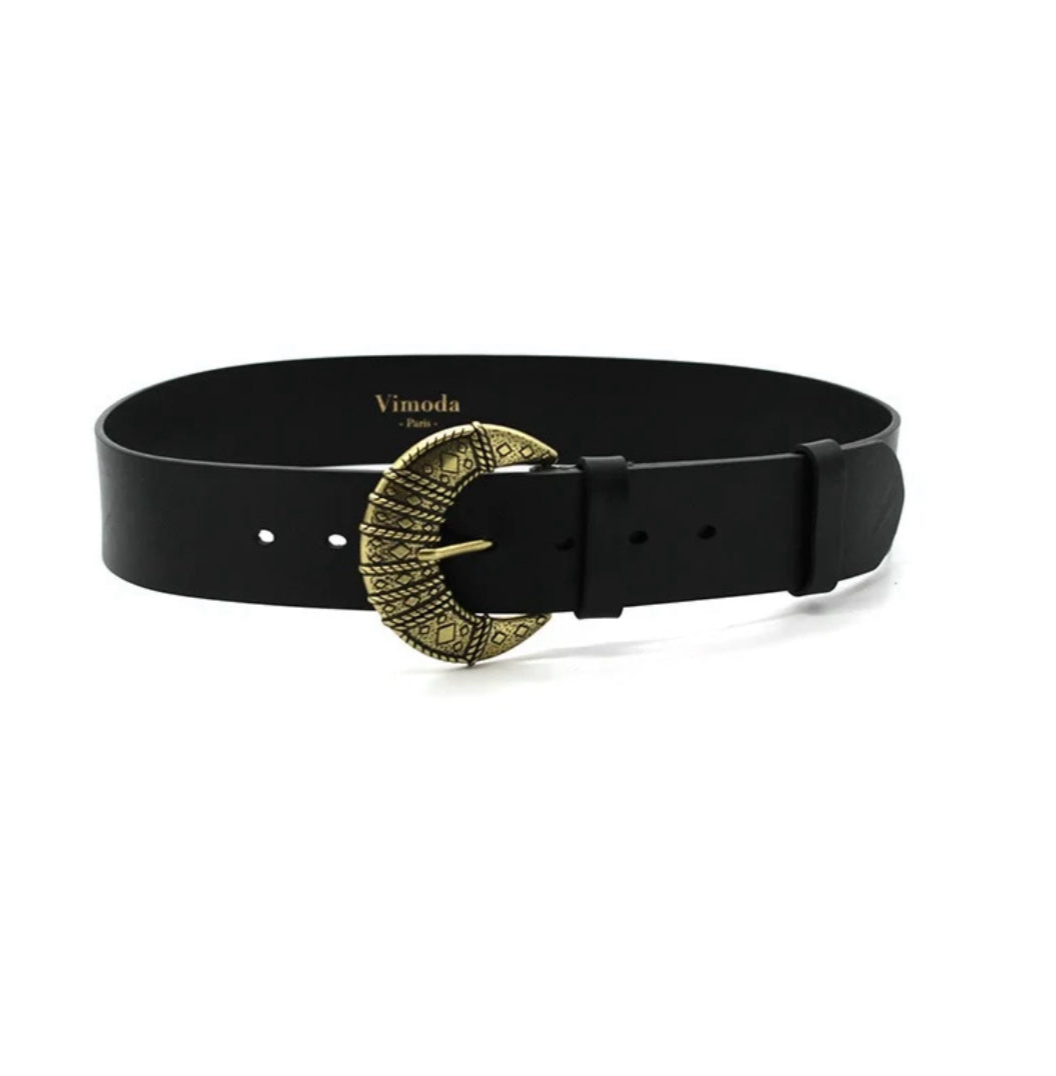 Ceinture Venise cuir - fabriqué en italie - noir