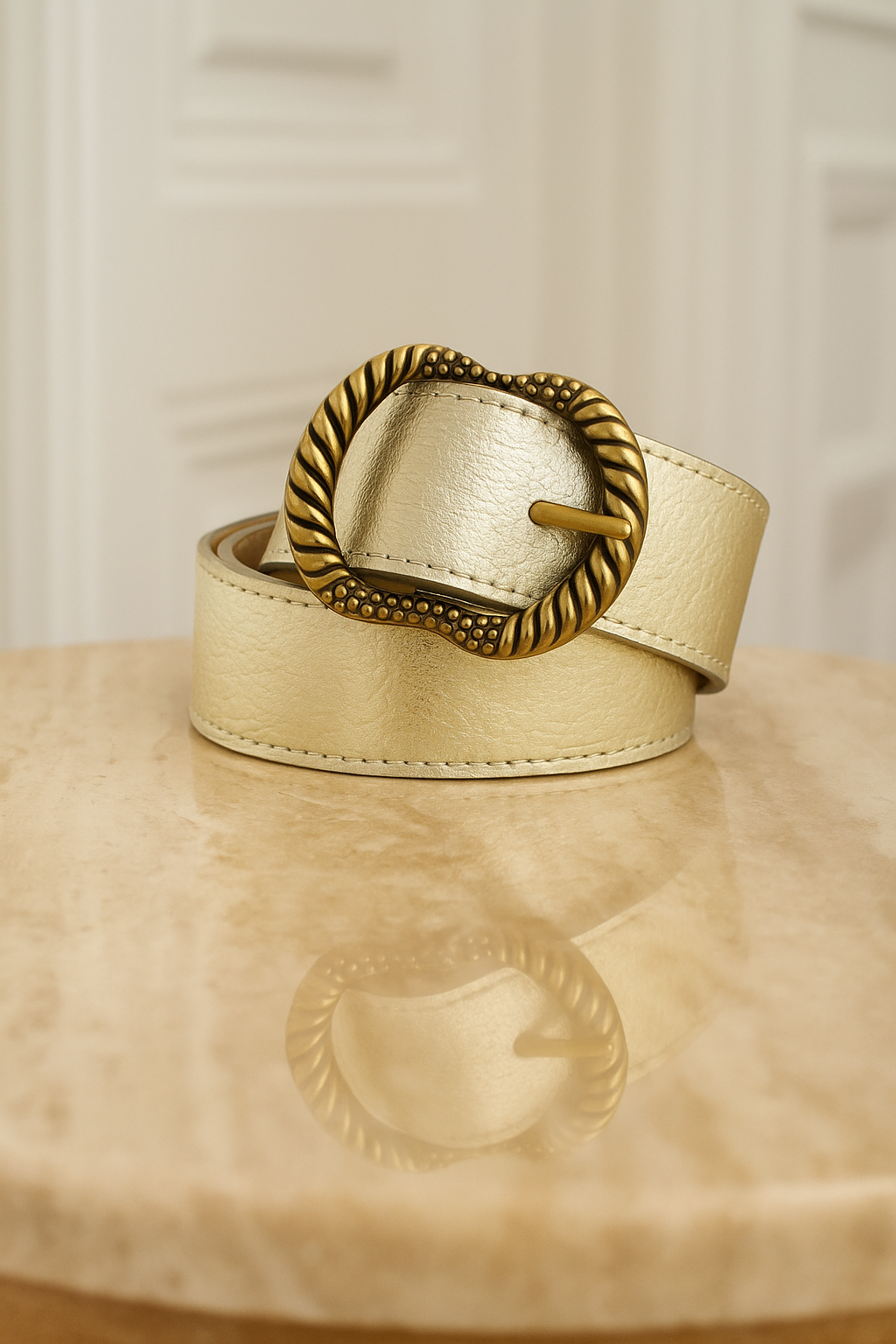 Ceinture Femme Noa en Cuir Métallisé – Largeur 4,6 cm – Style Sézane / Maje / Ba&sh - fabriquée en Italie