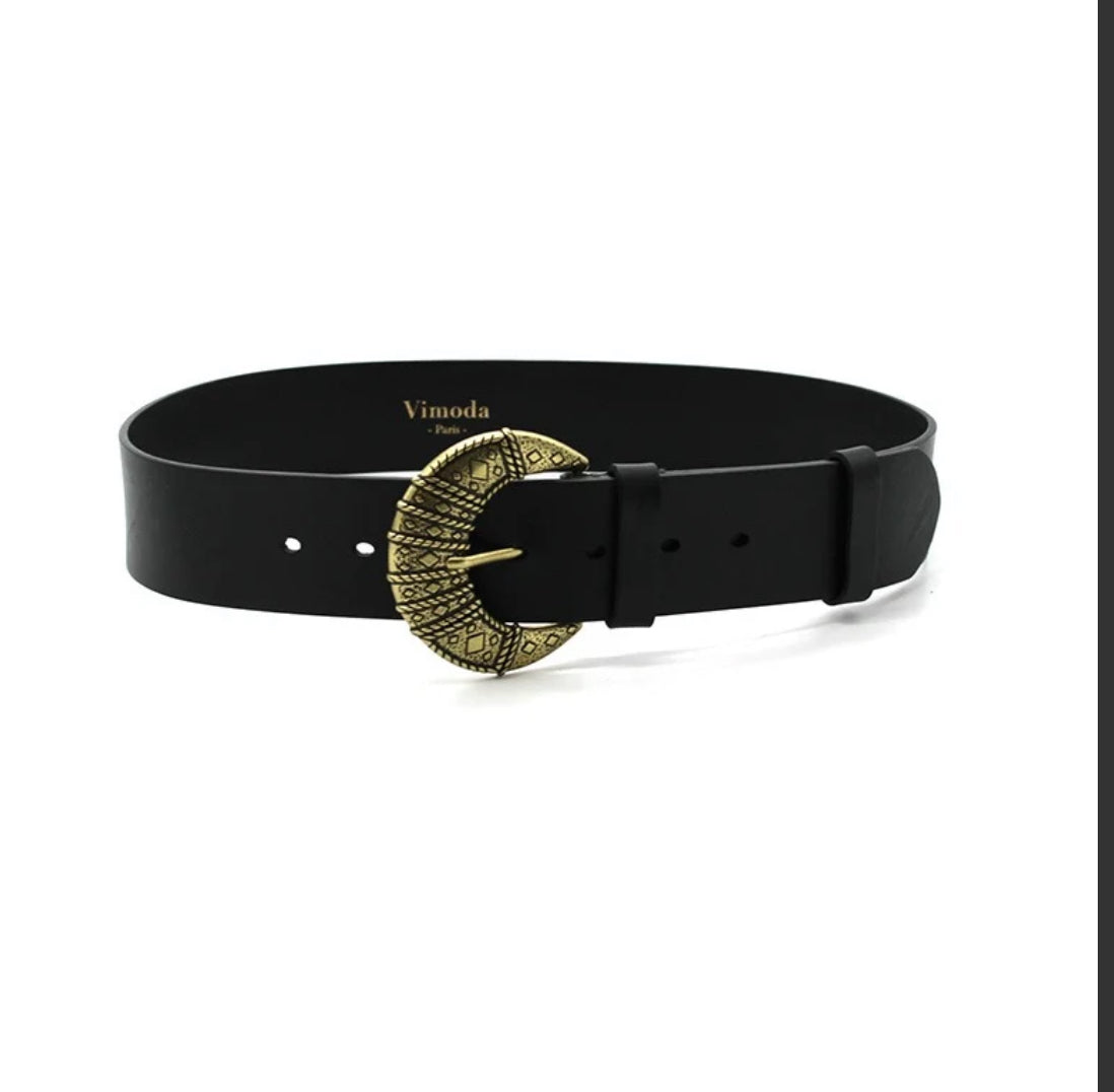Ceinture Venise cuir - fabriqué en italie - noir