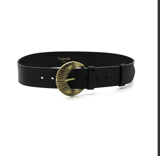 Ceinture Venise cuir - fabriqué en italie - noir