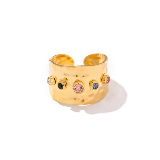 Bague Celia dorée et pierres colorées