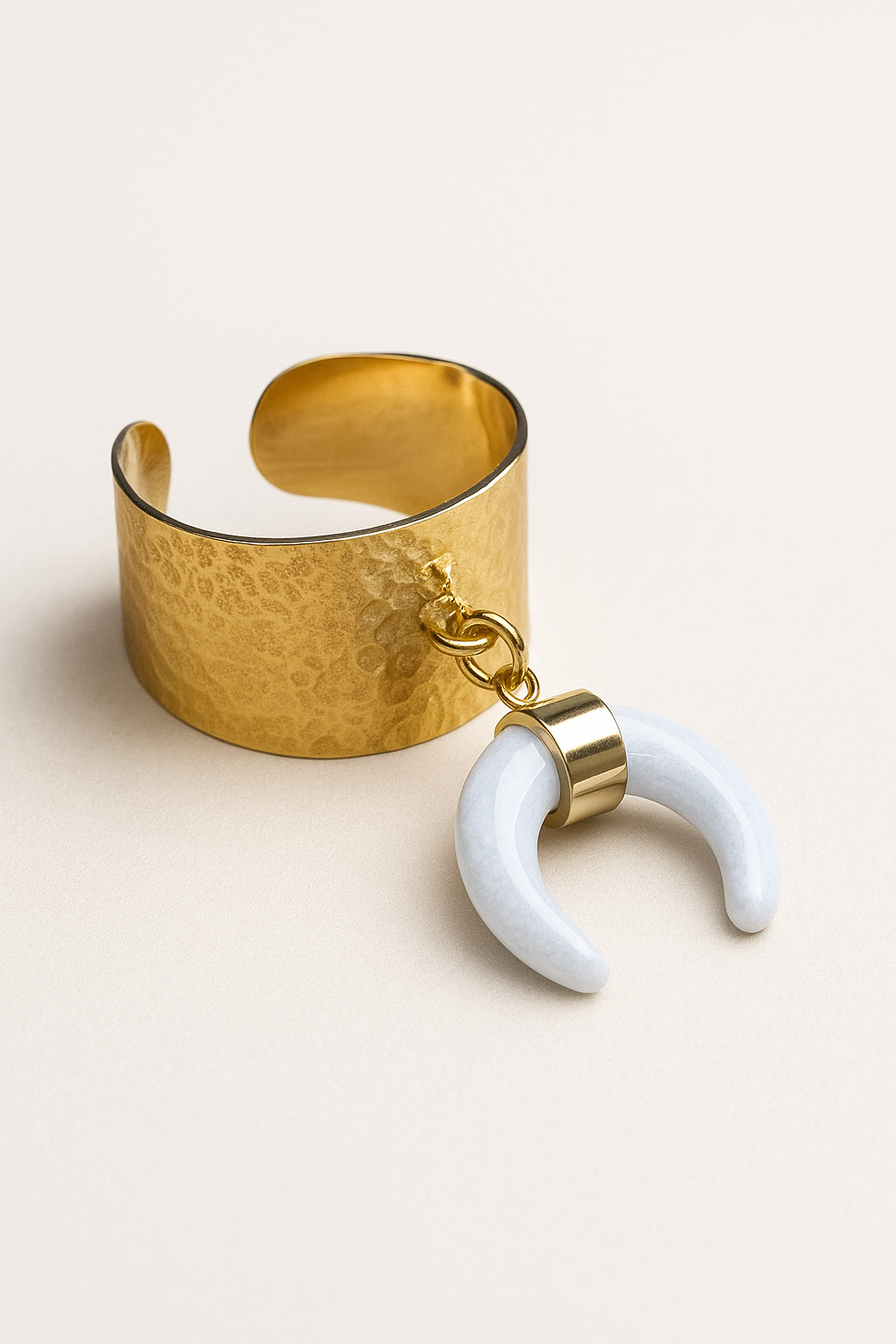 Bague Perla acier inoxydable doree et pierre naturelle