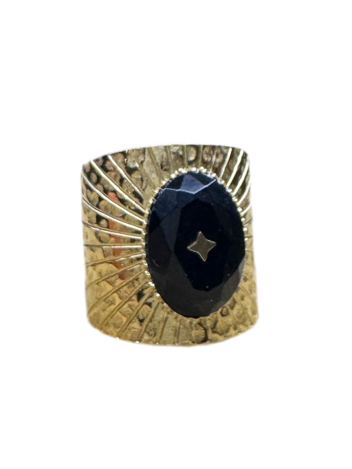 Bague Dona dorée et pierre naturelle noire