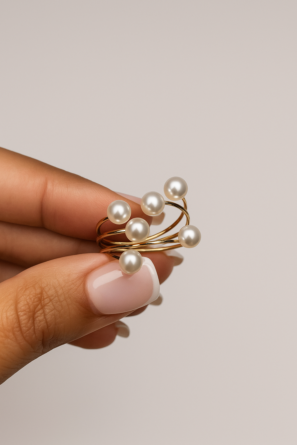 Bague Vendôme en acier inoxydable  dorée et perles