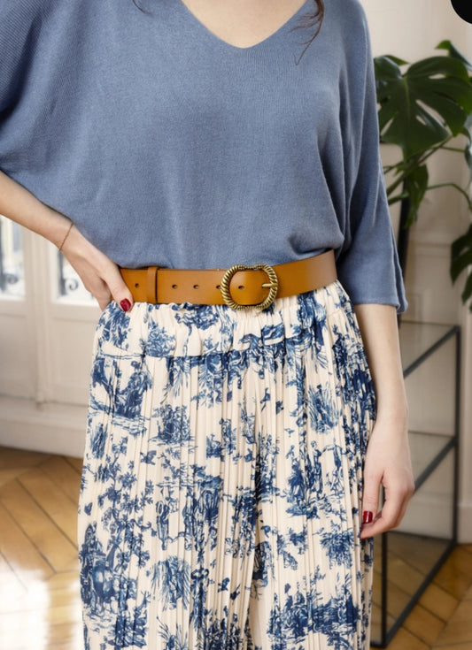 Ceinture Claudie femme en cuir camel de vachette – Élégance intemporelle - camel