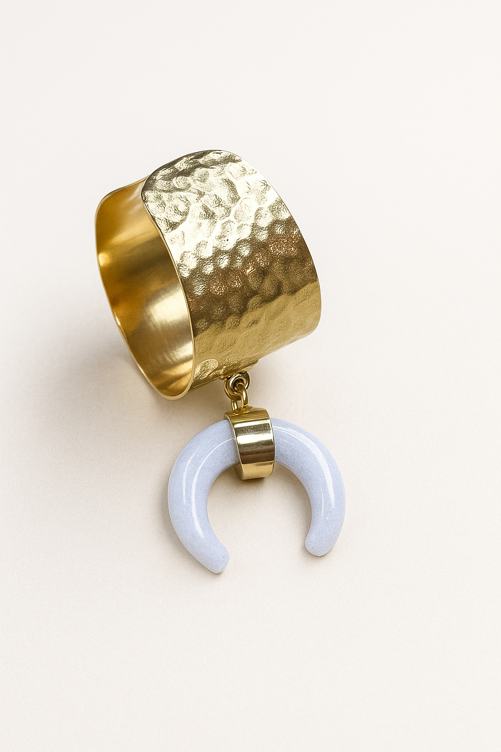 Bague Perla acier inoxydable doree et pierre naturelle