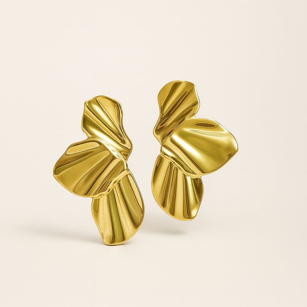 Boucles d’oreilles Selena acier doré fleur