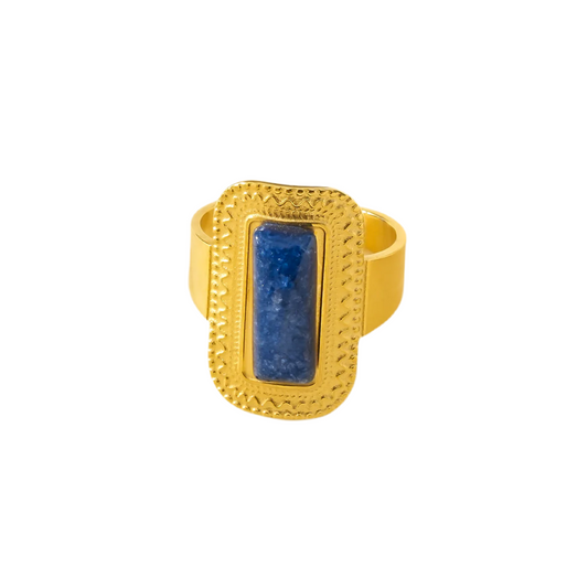 Bague Nila dorée pierre naturelle Lapis Lazuli